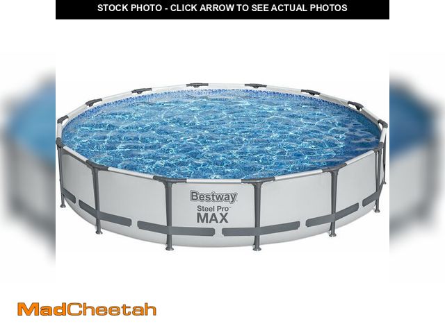 Lot 74-13118133 - Bestway Steel Pro MAX Above Ground Swimming Pool (14' x 33") | Round Outdoor Backyard Family Pool | ...