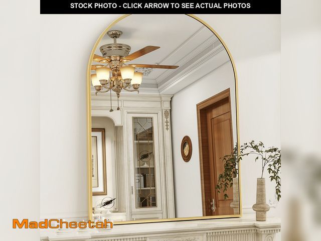 Lot 74-14307844 - GRAHMCY 40"x30" Arched Bathroom Mirror Wall Mirror With Aluminum Alloy Frame, Gold - UNUSED