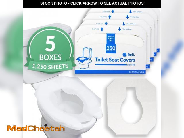 Lot 74-12312212 - Reli. Toilet Seat Covers (1250 Pcs, 5 Packs of 250) | Disposable Toilet Seat Cover - Flushable - 14x...