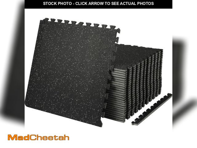 Lot 74-13094899 - VEVOR 0.56Inch 100sq.ft 25 Tiles Gym Flooring for Home Gym, Rubber Top with High Density EVA Foam, 2...