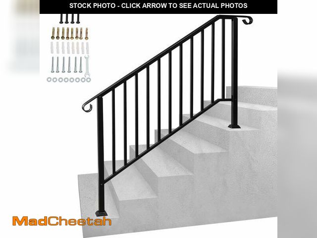 Lot 74-12668063 - Zimtown 4-5 Step Galvanized Iron Picket Handrail for Outdoor Gardens and Steps with Installation Kit...