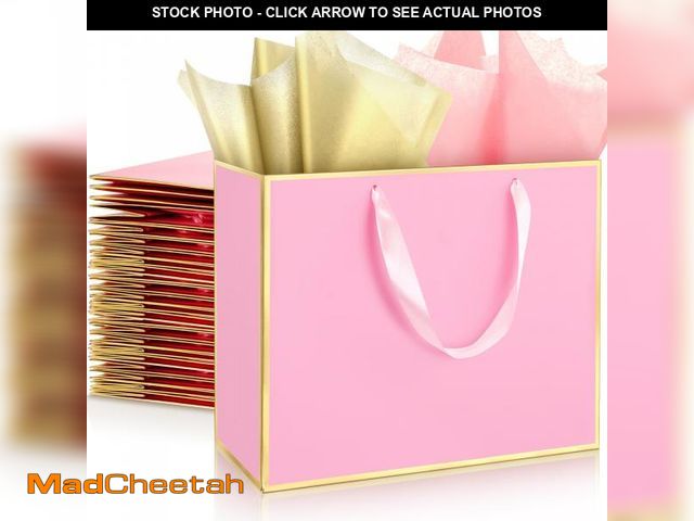 Lot 74-12220091 - ReliThick 12 Pack 12 Pack Metallic Paper Gift Bag with Handles and Tissue Paper 11.8 x 10 x 4'' Than...