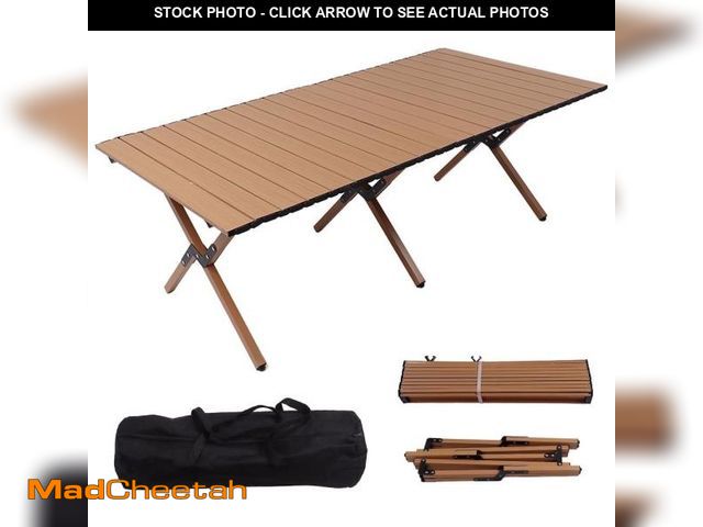 Lot 74-12514833 - Folding Roll-Top Camping Table 47.2x23.6x17.7in Indoor Outdoor Portable Picnics Table Picnic Beach -...