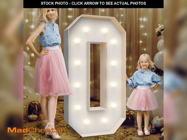 Lot 74-13957260 - 4FT Marquee Light Up Numbers 0,Party Decoration Large Marquee Light Up Letters with Weighted Water B...
