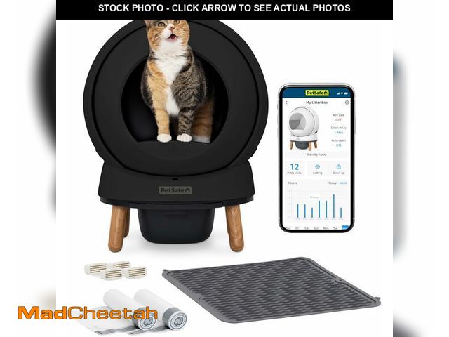 Lot 74-12695004 - PetSafe ScoopFree SmartSpin Self-Cleaning Litter Box Bundle, Black Ã¢â¬â Odor Control Ã¢â¬â Ap...