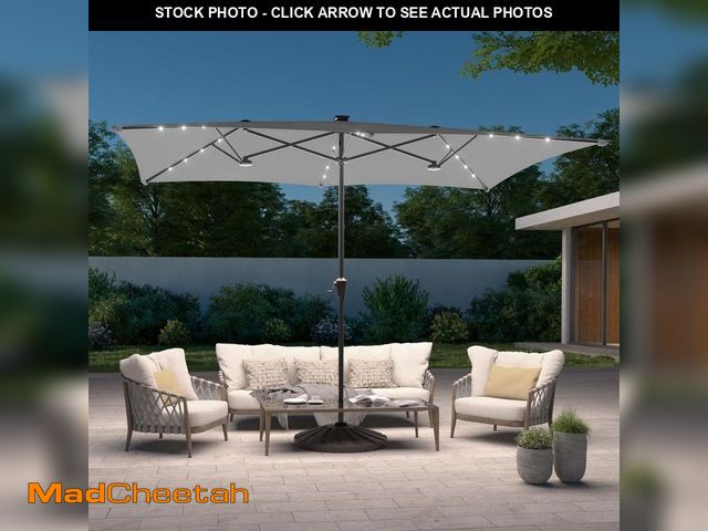 Lot 74-14306527 - SANLUCE 10 x 6.5 ft. LED Double-Sided Patio Umbrellas with Canopy and Crank for Garden, Deck and Poo...
