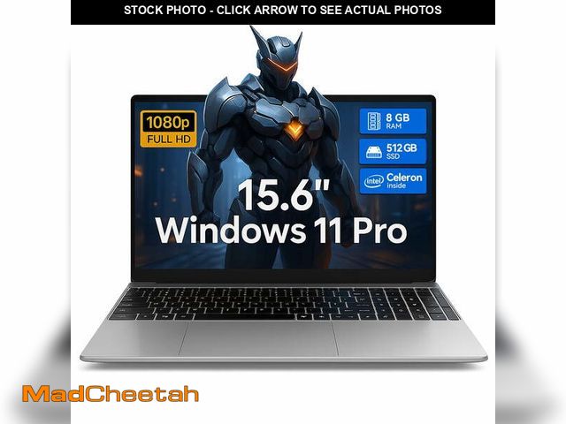 Lot 74-13640623 - 15.6 Inch Windows 11 Pro Laptop, 8GB RAM 512GB SSD, Intel Celeron, FHD IPS Display, Ultra Slim Noteb...
