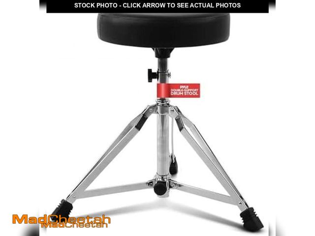 Lot 74-11361894 - Pyle Adjustable Drum Throne Stool with Double-Braced Tripod Legs, Foam-Cushioned Seat, Non-Slip Feet...