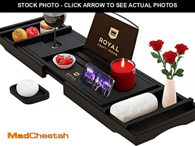 Lot 74-12400087 - ROYAL CRAFT WOOD Premium Foldable Bathtub Tray - Wood Bath Tray for Tub, Bamboo Shelf, Expandable Ba...
