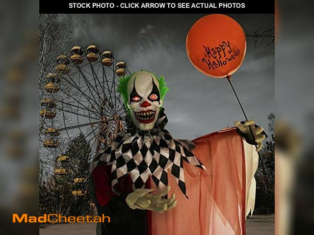 Lot 74-12544103 - Haunted Hill Farm 71" Standing Clown Halloween Animatronic - UNUSED