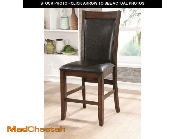 Lot 74-13123764 - Furniture of America Fete Rustic Cherry Faux Leather Counter Chairs Set Of 4 - UNUSED