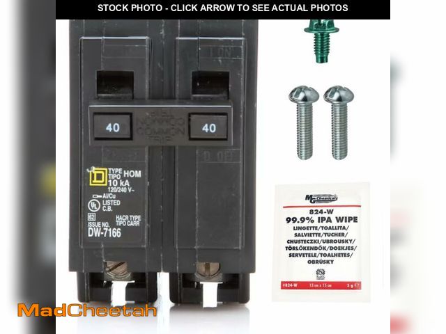 Lot 74-12711736 - FalconSupply Genuine Square D HOM240 Circuit Breaker Kit Bundle (1 Pack), 40 Amp (40A) Double Pole, ...