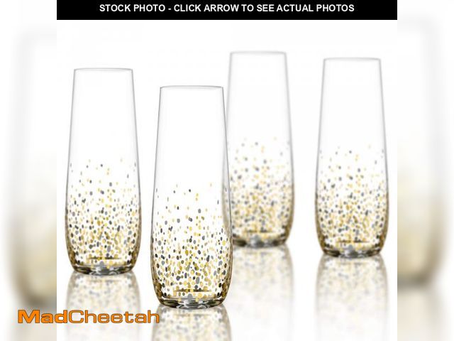 Lot 74-12114580 - Fitz and Floyd Confetti Stemless Flutes (Set of 4), Elegant Lead-free Matching Drinkware Perfect For...