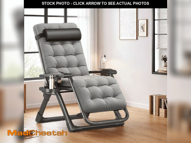 Lot 74-12549995 - Naipo Zero Gravity Chair, Outdoor Foldable Padded Lounge Chair Recliner with Side Table, 353lbs Loun...
