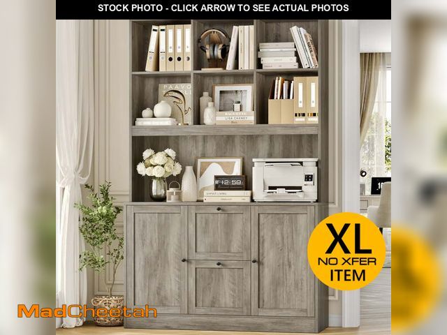 Lot 74-12670543 - Homfa 71? 6 Cubes Bookcases with 2 Storage Drawers and Charge Station, 3 Tier Bookshelf with Adjusta...