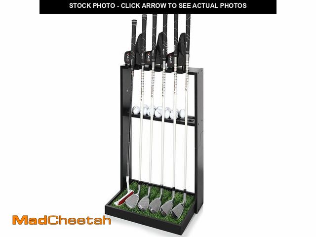 Lot 74-13543642 - GUULIBERA Golf Putter Stand, Premium Wooden Golf Club Rack for 6 Clubs, 18 Balls &amp; 3 Putter Cove...