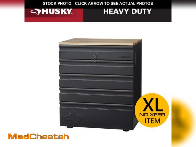 Lot 74-13225398 - Husky Heavy Duty 18-Gauge Steel 5-Drawer Black Garage Base Cabinet - UNUSED