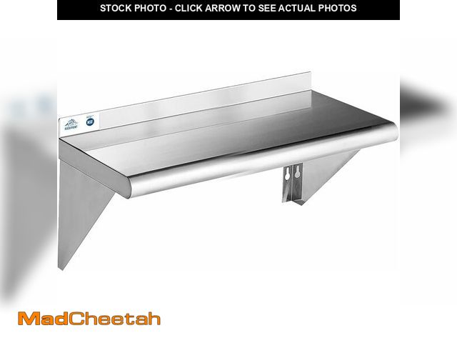 Lot 74-14582092 - ROCKPOINT Stainless Steel Shelf 10 x 30 Inches 225lb, NSF Metal Commercial Shelves Wall Mount Floati...