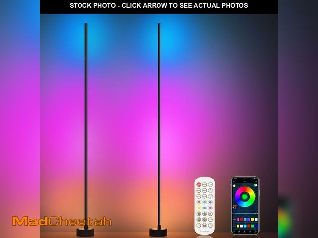 Lot 74-13627748 - Miortior Corner Floor Lamp, 2 Pack LED Corner Lamp with App/Remote/Button Control, Smart RGB Floor L...