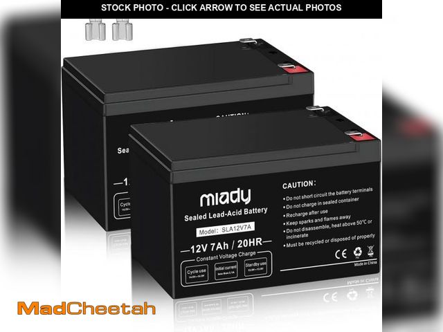 Lot 74-12525164 - Miady 12V 7Ah Rechargeable Sealed Lead Acid Battery (2 Pack) - UNUSED