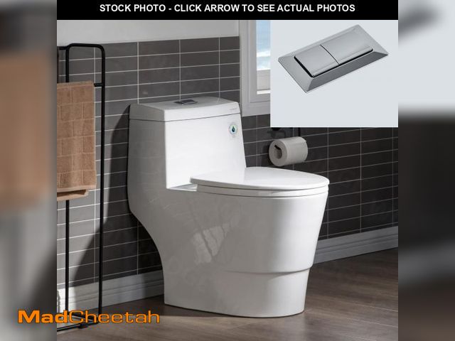 Lot 74-12164912 - WOODBRIDGEE One Piece Toilet with Soft Closing Seat, Chair Height, 1.28 GPF Dual, Water Sensed, 1000...