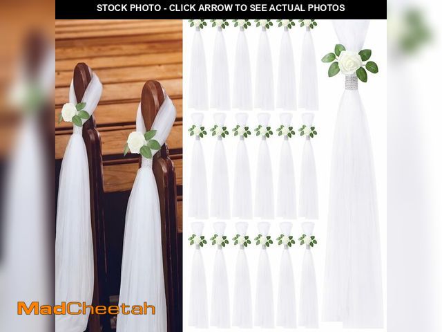 Lot 74-14432273 - Suncalla 24 Set Large Wedding Aisle Decorations 31.5 Inch Rose Flowers with Long Tulle Tails Church ...