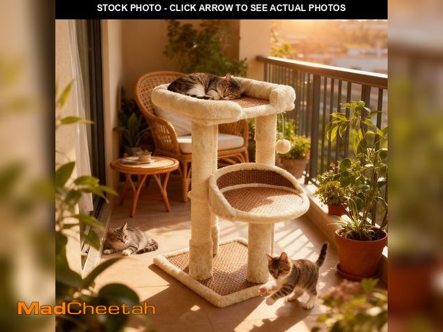 Lot 74-14305538 - Fansafurn Multi-Level Cat Tree for Indoor Cats, Modern Cat Tower with Double Beds &amp; Scratching P...