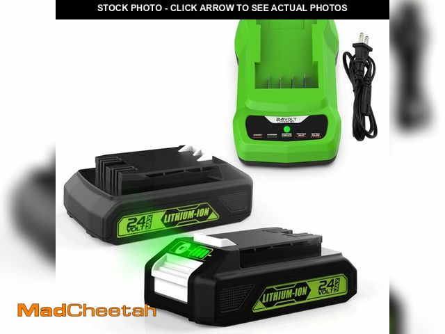 Lot 74-13542615 - Energup 2Pack 24Volt Replacement Greenworks 24V Battery 3.5A, 29842 29852 29322 BAG709 BAG710 20352 ...