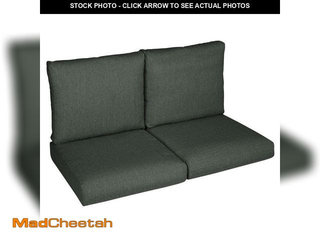 Lot 74-14242241 - 27 in. x 23 in. x 5 in. (4-Piece) Deep Seating Outdoor Loveseat Cushion in Sunbrella Cast Ivy - UNUS...