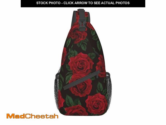 Lot 74-13995407 - Red Rose Sling Backpack Unisex Crossbody Chest Bag Shoulder Chest Bag For Women Men Hiking Travel - ...