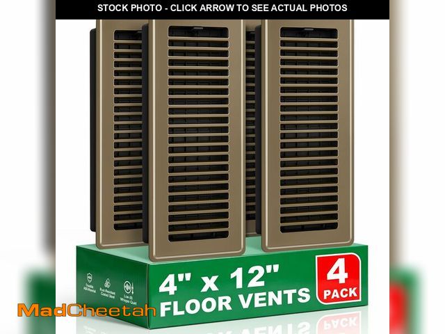 Lot 74-14267148 - Floor Register 4 x 12, 4 Pack Ã¢â¬â Brown, Heavy-Duty Steel Vent Covers for Home Floor with Adjus...