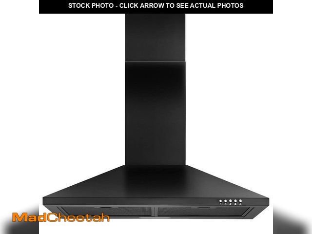 Lot 74-13116743 - Tatayosi 30 in. 450 CFM Stainless Steel Kitchen Wall Mount Range Hood with LED Lights, Black - USED