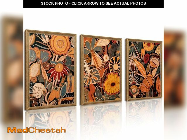 Lot 74-14056298 - Abstract Floral Wall Art Prints Set of 3, Modern Mid Century Boho Botanical Canvas Painting Posters ...