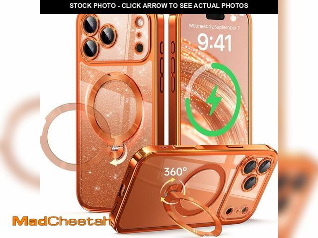 Lot 74-12976051 - Offical Cosmic Orange for iPhone 17 Pro Case with 360 Spin Stand [DIY Glitter Cardstock] [Fit for Ma...