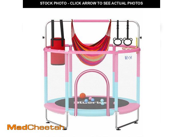 Lot 74-12693031 - BLUERISE 55IN Toddler Trampoline for Kids Indoor/Outdoor Baby Trampoline with Adjustable Gymnastics ...