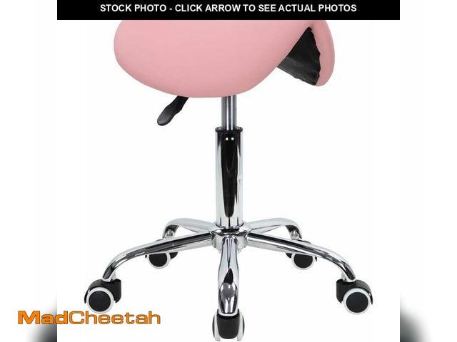 Lot 74-14366955 - KKTONER Rolling Saddle Stool PU Leather Swivel Adjustable Rolling Stool with Wheels Salon Chair (Pin...