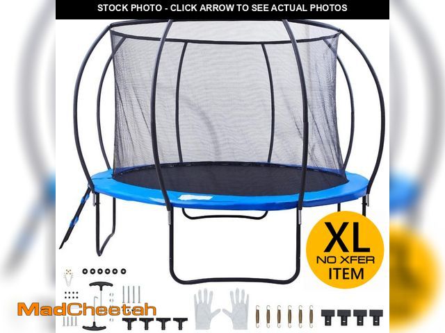 Lot 74-13056810 - SKYSHALO 12 ft. Trampoline, 400 lbs. Trampoline with Enclosure Net, Ladder and Curved Pole, Heavy-Du...