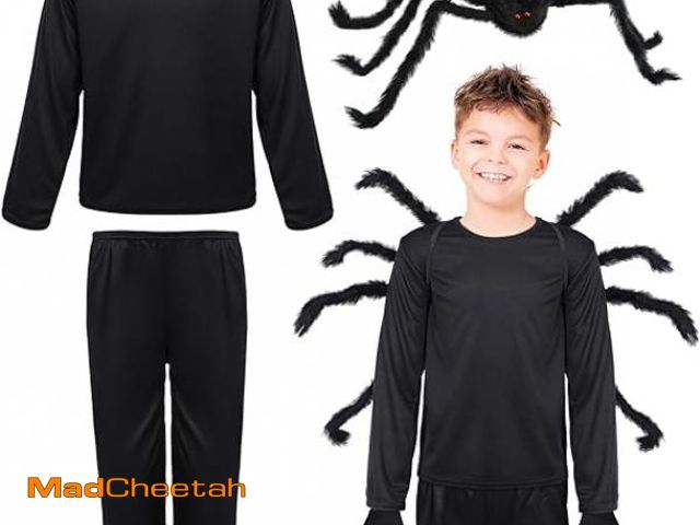 Lot 74-12127041 - Toulite 4 Pcs Spider Halloween Costumes for Kids Black Spider Clothes and Backpack Halloween Animal ...