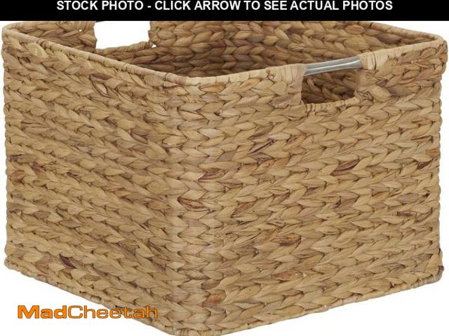 Lot 74-12396733 - Household Essentials Woven Wicker Open Storage Basket with Stainless Steel Handle, Brown - UNUSED