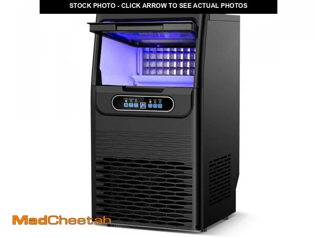 Lot 74-12485373 - Hooure 13.5 in. 80 lbs./24H. 36 Ice Cubes/Cycle Freestanding Commercial Freestanding Ice Maker in Bl...