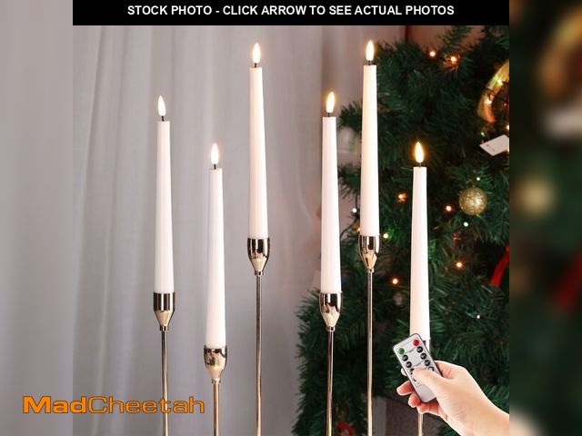Lot 74-13714527 - Eywamage White Flickering Flameless Taper Candles with Remote, Battery Operated LED Wax Candlesticks...