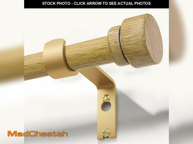 Lot 74-14269608 - Lootkell Natural Light Wood Curtain Rods for Windows 66 to 120 1" Diameter Heavy Duty Window Curtain...