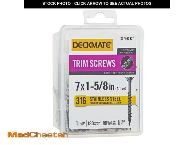 Lot 74-12676592 - DECKMATE #7 x 1-5/8 in. Stainless Steel Torx Trim -Head Wood and Composite Torx Trim Deck Screw (1 l...