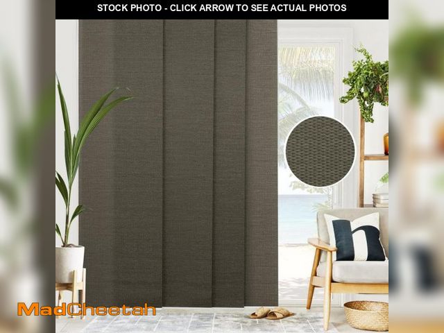 Lot 74-12147041 - Woven Cut-to-Size Oolong Light Filtering Adjustable Sliding Panel Track Blind w/ 23 in Slats Up to 8...