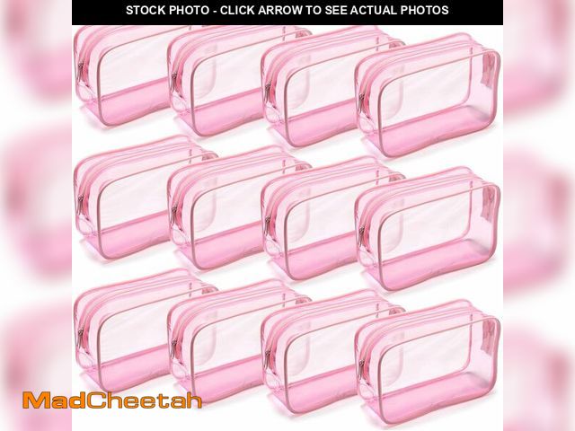 Lot 74-12675142 - Weewooday 12 Pieces Clear Makeup Bags Cosmetic Storage Bags PVC Zipper Pouches Travel Waterproof Mak...