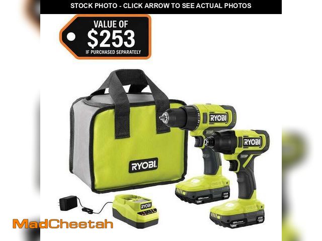 Lot 74-12989526 - *MISSING DRILL/CHARGER/ONE BATTERY* RYOBI ONE+ 18V Cordless 2-Tool Combo Kit with Drill/Driver, Impa...