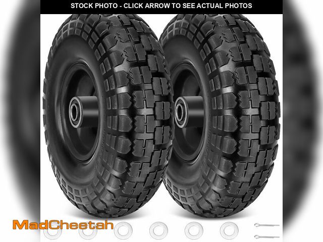 Lot 74-12882461 - TICONN 10" Solid Tires, 2 Pack Flat Free 4.10/3.50-4'' Wheels with 5/8Ã¢â¬Â Axle Bore Hole and Dou...