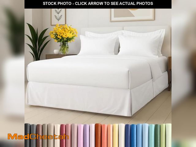 Lot 74-12119643 - Pleated Bed Skirt King Size - 3 Sided Pleated Bed Skirt King - Ultra-Soft, Easy Fit with 12 Inch Tai...