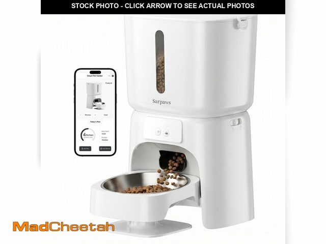Lot 74-14213235 - Sarpaws WiFi Automatic Cat Feeder, 6L Smart Timed Cat Food Dispenser with App Control, 5 Degree Tilt...