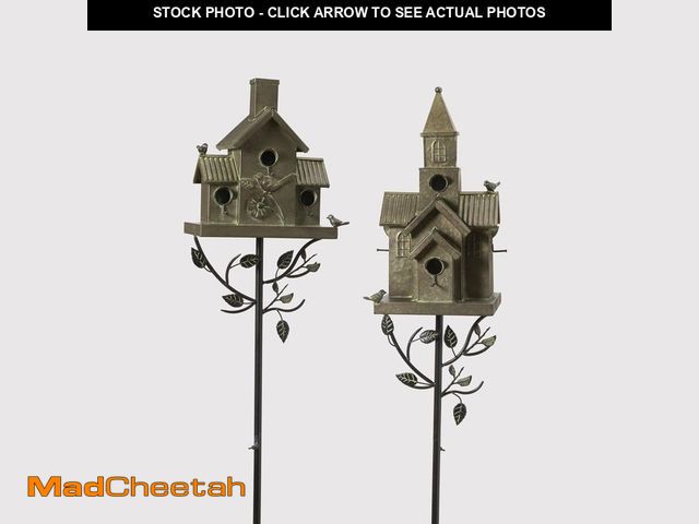 Lot 74-14343702 - GERSON INTERNATIONAL 76 Inch Silver Functional Metal Bird Feeder Yard Stake - UNUSED